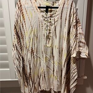 Maya Tie-Dye Tunic with Lace-Up Detail